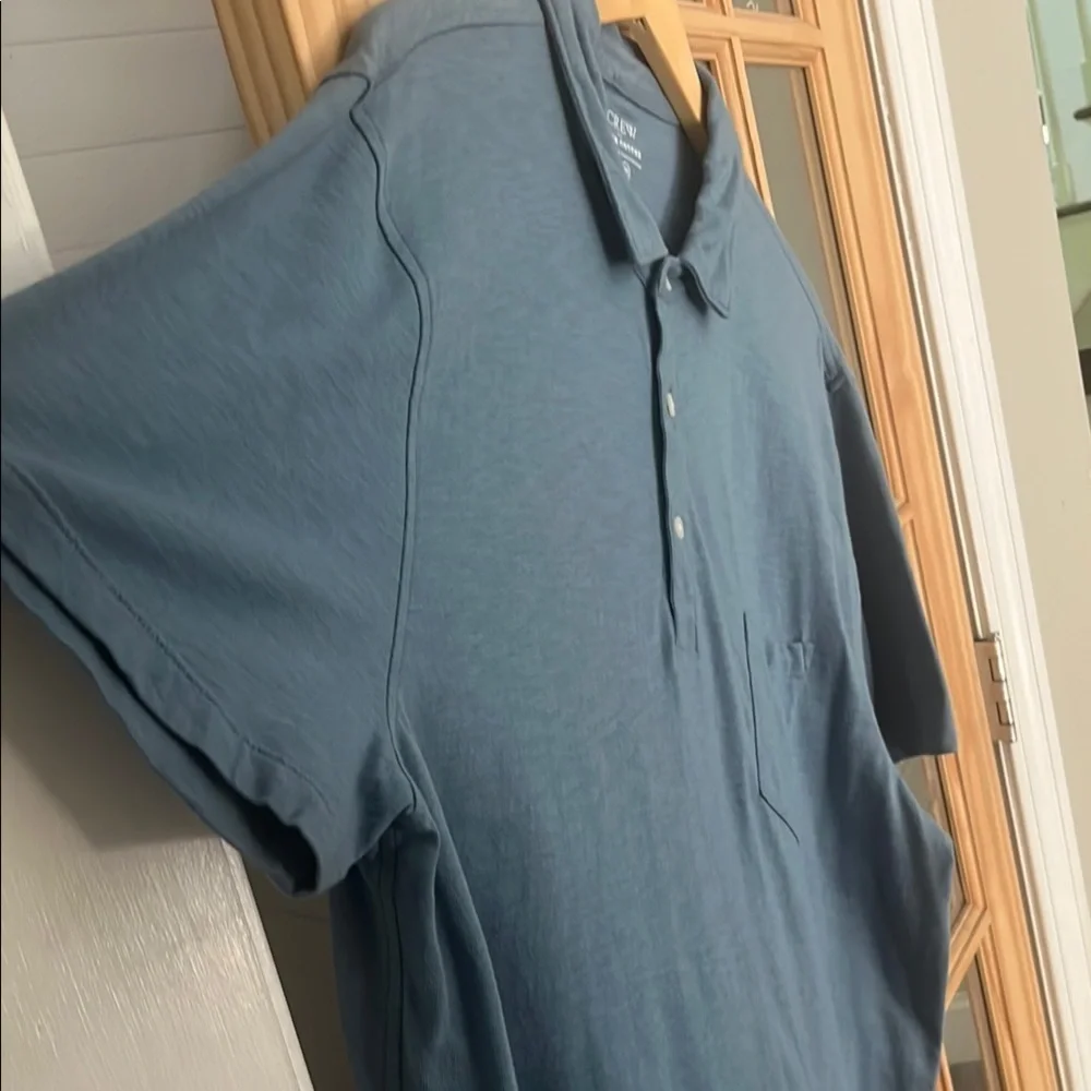 J. Crew Slub Cotton Blue Polo Shirt with Relaxed Fit XXL